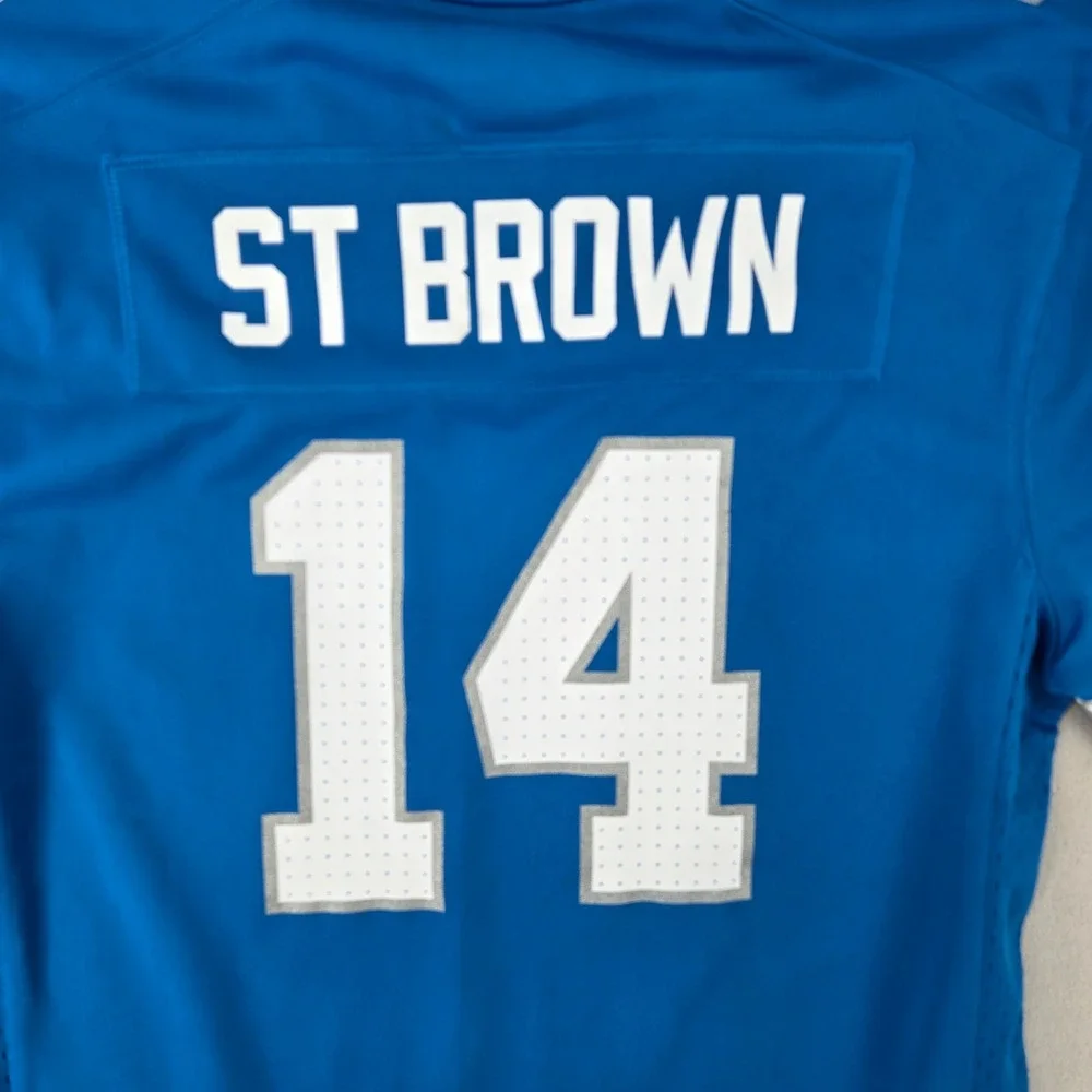 Nike New L 14/16 Amon-Ra St. Brown Detroit Lions‎ Jersey Yth Blue K1B7GGG9-LIOSA